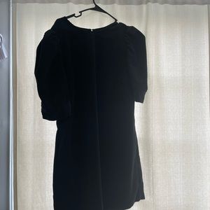 Black Curdoroy Mini Dress with Puff sleeves